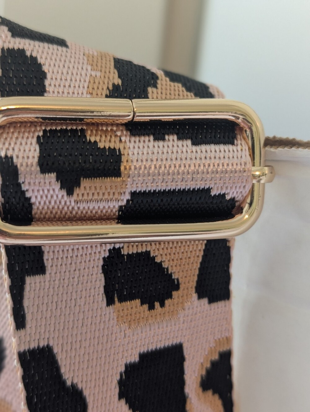 Threaded Pear Brown Faux Leather Crossbody Bag with Leopard Strap - Picture 3 of 5